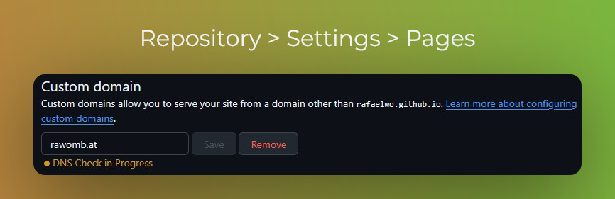 Configure custom domain in GitHub project