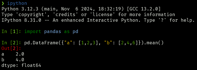 use pandas to create a dataframe